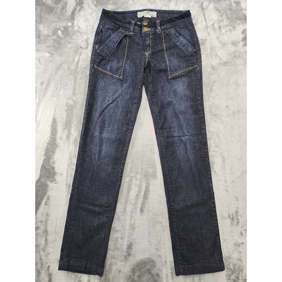 Vintage Y2K Jolt Low Rise Straight Leg Jeans Size 7 Blue Dark Wash Pockets - Picture 1 of 13
